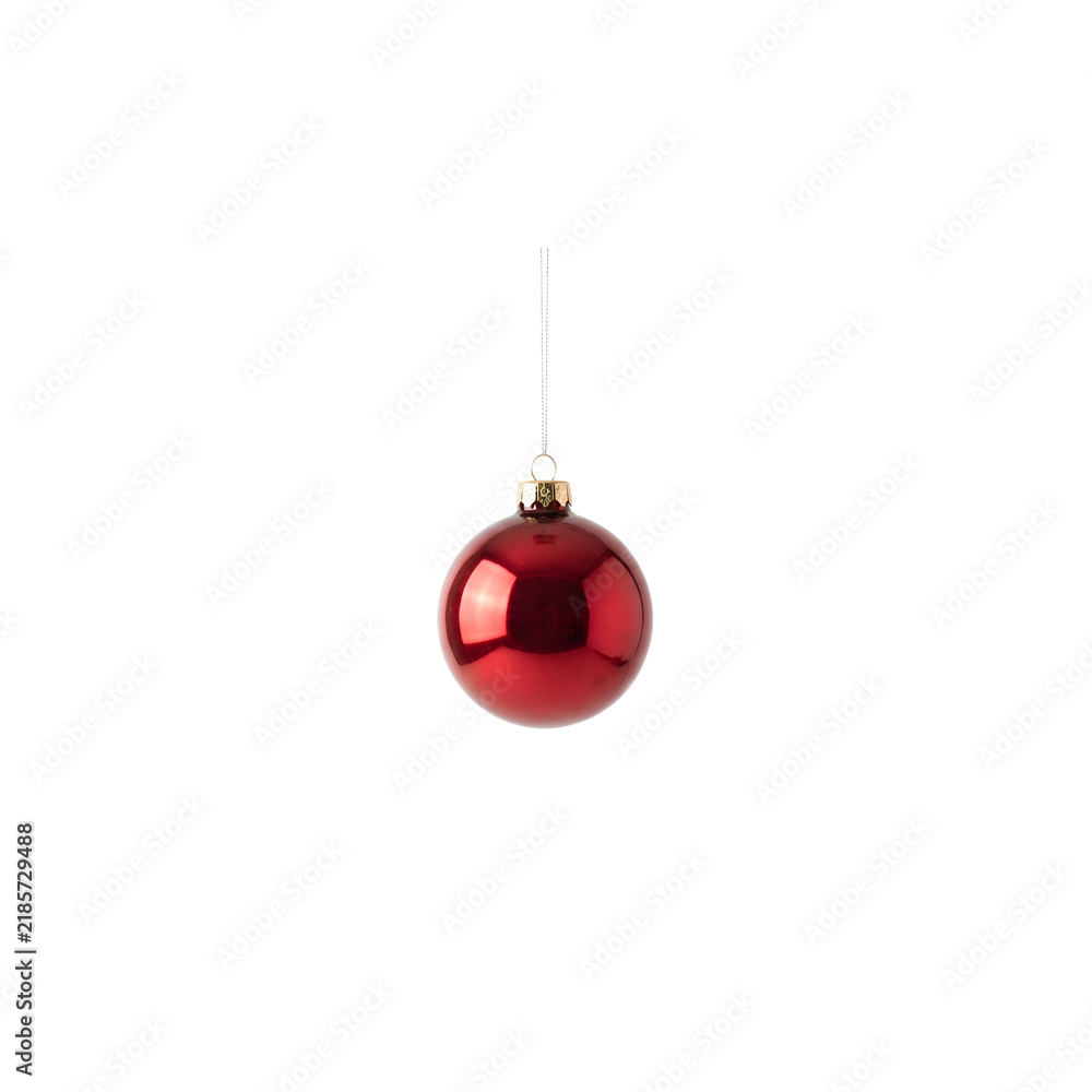 Obraz premium Shiny red Christmas ornament bauble on transparent background