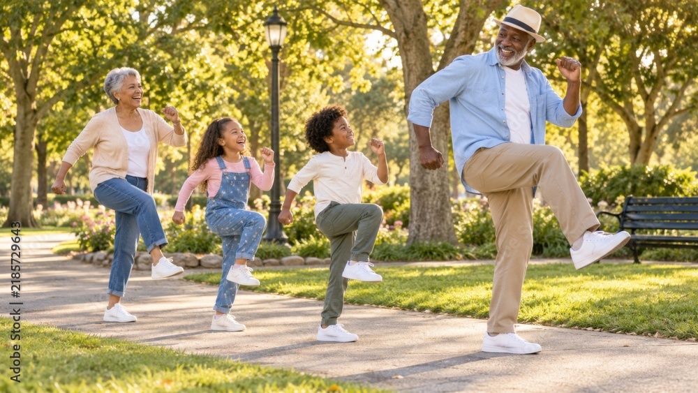 Fototapeta premium Intergenerational Family Bonding and Playful Togetherness Outdoors