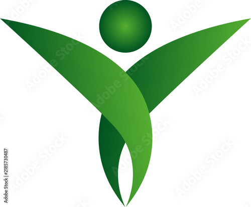 Logo, Mensch, Blätter, Heilpraktiker, Wellness, Symbol, Vektor