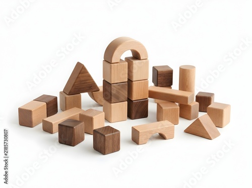 wooden toy blocks isolated
