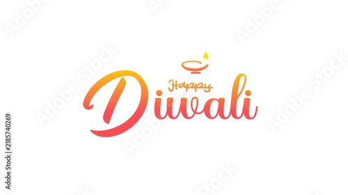 Diwali Footage Animated Text Video with Diya Lamps Burning and Bokeh Lights. 4K Quality. Alpha channel