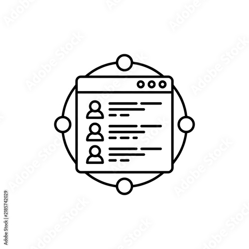 Social network profile interface line icon