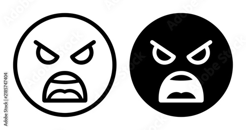 Cuadro en lienzo Angry Face Icons, Aggressive Emotion Symbols, Furious Expression Graphics, Vecto