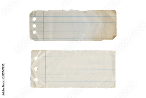 Torn Notebook Paper Sheet with Three Punched Holes