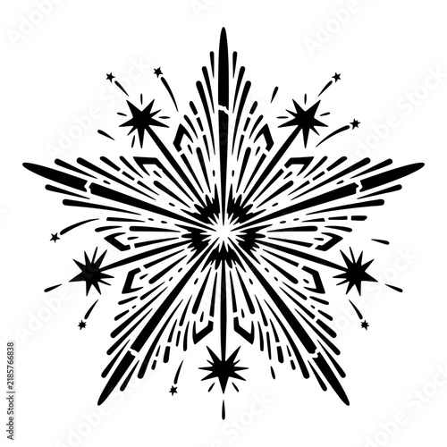 Black and White Starburst Silhouette Vector Illustration