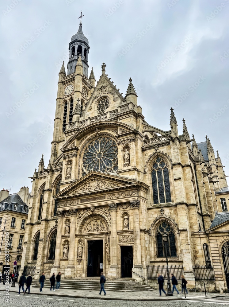 Fototapeta premium Gothic Cathedral With Rose Window and Bell Tower