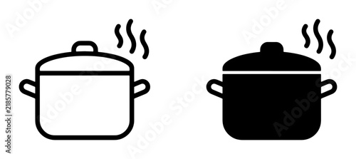 Canvas Print Steaming Pot Icons, Cooking Symbol, Hot Food Vector Graphics, Culinary Heat Illu
