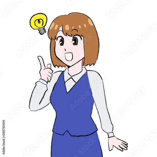 Obraz na płótnie ひらめく 女性 アイデア ビジネス 手書き イラスト キャラクター