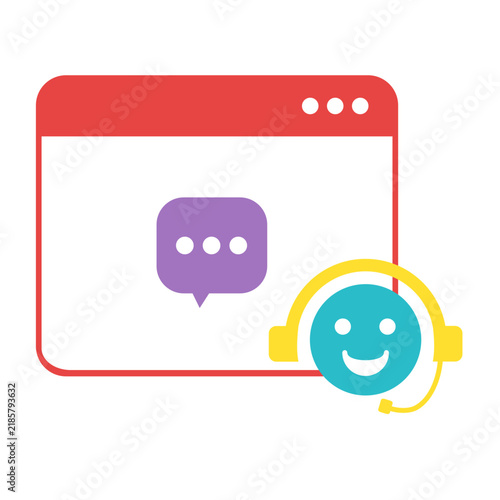 Customer support service icon artificial intelligence colorful