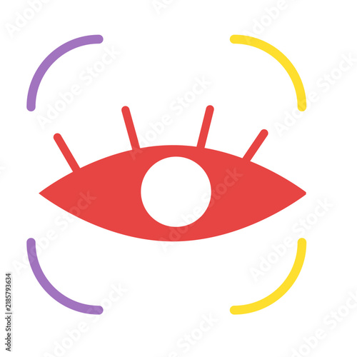 Eye icon with focus frame artificial intelligence technology. colorful