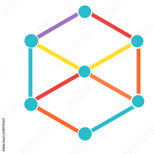 Abstract geometric hexagon structure artificial intelligence colorful