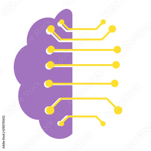 Artificial intelligence brain icon with digital circuit artificial intelligence colorful