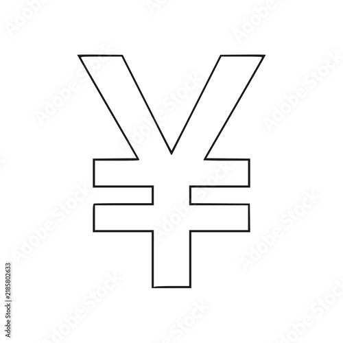 Simple black and white vector illustration of a Japanese Yen and Chinese Yuan currency symbol with double horizontal lines
