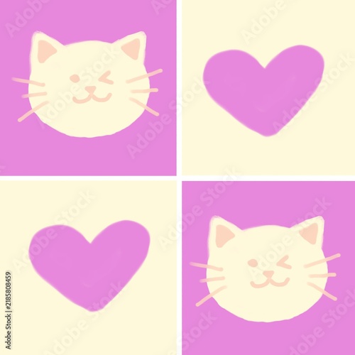 cats and hearts seamless pattern