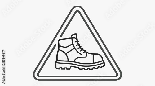 Caution Warning Sign with Hiking Boot for Safety Alerts