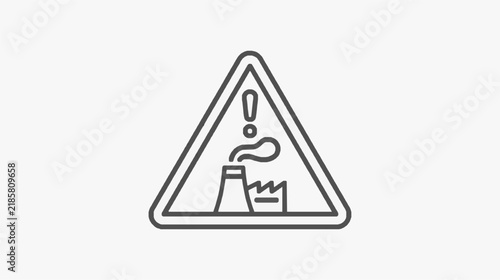 Warning sign indicating radiation or hazardous chemical leak inside triangular frame
