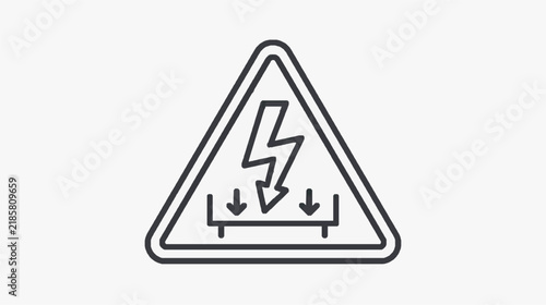 Electric Shock Hazard Warning Symbol with Lightning Bolt and Down Arrows