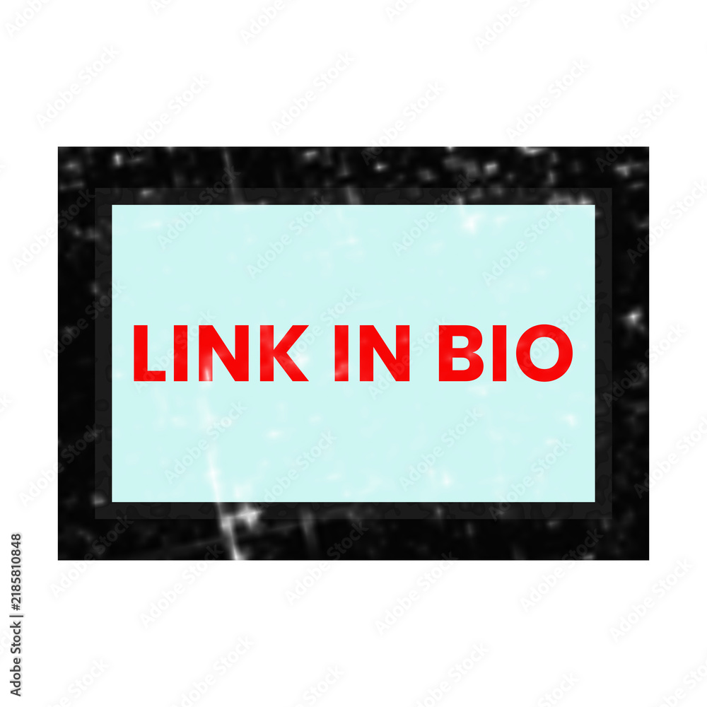 Fototapeta premium Link in bio text on black screen with red outline