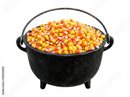 Boiling corn in black pot