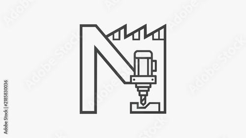 CNC Machining Robot Engraving Letter M in Precision Manufacturing Process