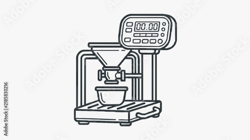 Professional Coffee Espresso Machine Line Art with Digital Scale Display