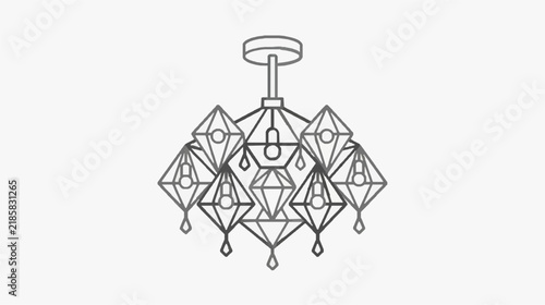 Geometric Metal Chandelier with Intricate Diamond Shapes and Pendant Lights