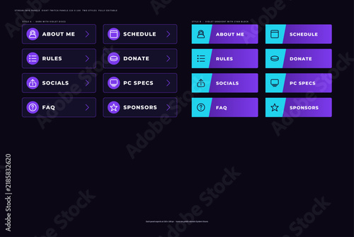 Twitch panels set eight stream info panels about schedule rules donate