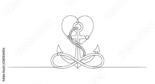 Anchor Heart Infinity Symbol Line Art Tattoo Design Isolated