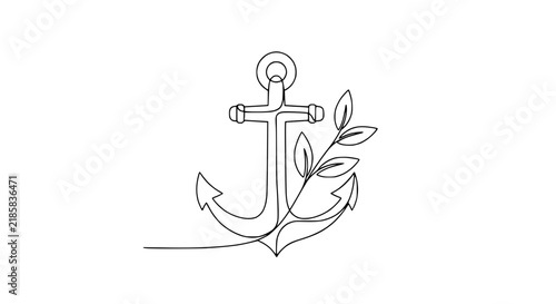 Anchor and Olive Branch Line Art Isolated
