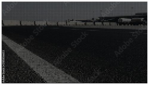 Road perspective with grey dotted halftone pattern for urban design backgrounds.