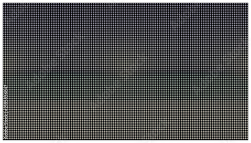 Soft dusk landscape with subtle halftone circular textures for minimalist architectural interior design.
