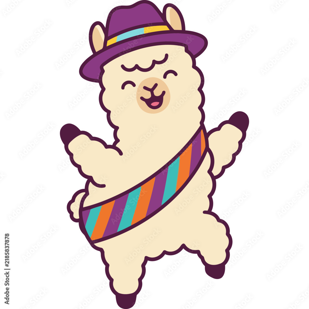 Obraz premium Cute Alpaca Ilama Party Dancing Expert