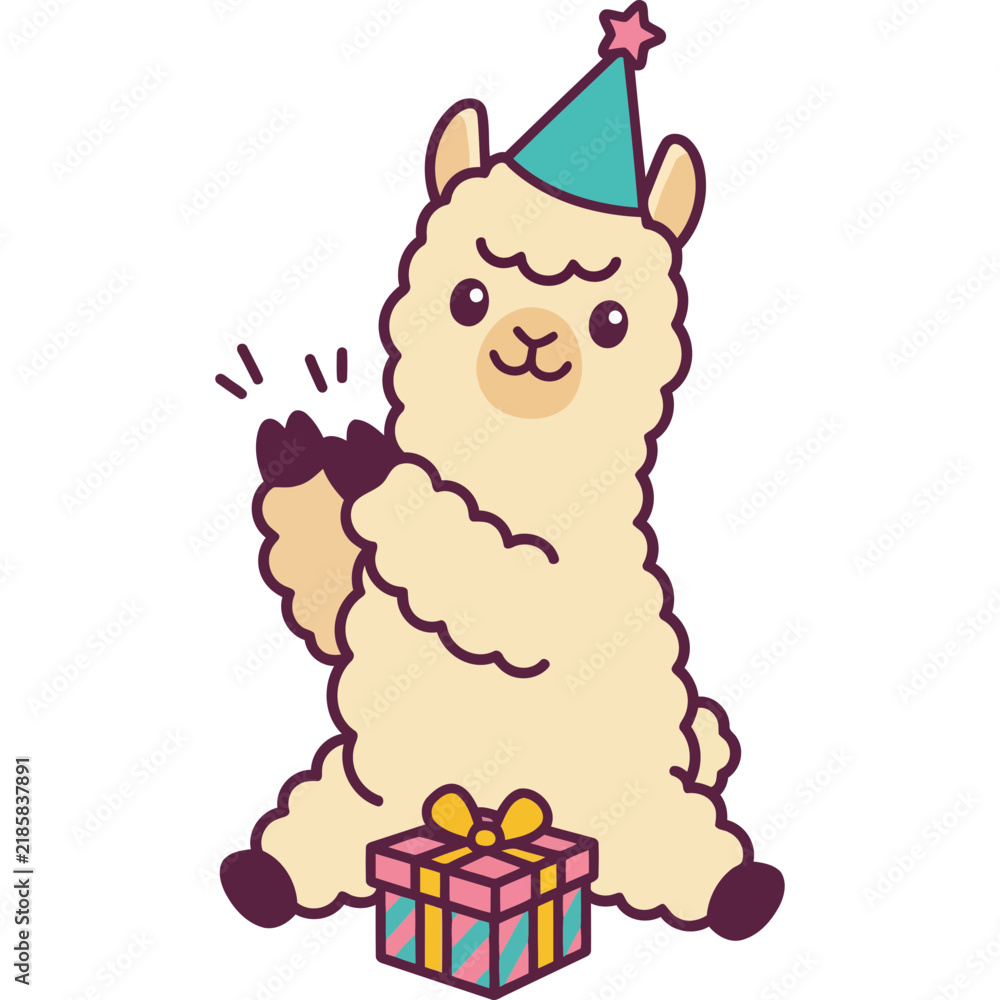 Obraz premium Cute Alpaca Ilama Party Clapping
