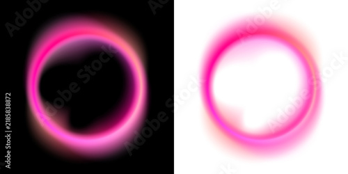 Obraz na plátně Two abstract glowing rings with distinct irregular inner shapes dominate the frame