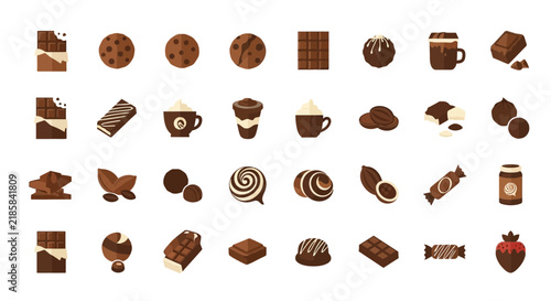 Assorted Chocolate Sweets Collection Isolated Icons Vector