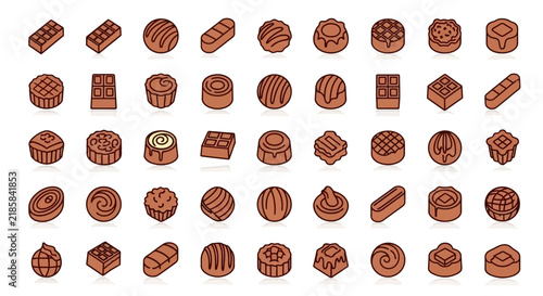 Assortment of Delicious Chocolate Candies, Isolated on White Background