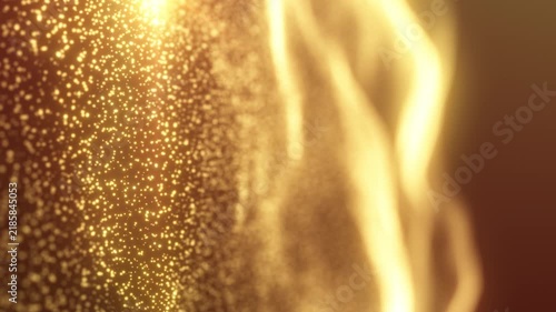 Abstract golden particle landscape with luminous flowing waves