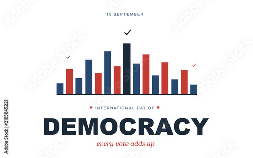 15 september Democracy Vote Tally Bar Chart Poster on Blue Background for international day of democracy