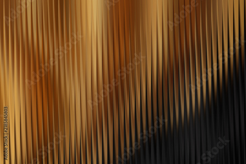 Close up abstract view of vertical golden lines background, shiny metallic vertical lines in golden and black gradient tones, dynamic abstract pattern