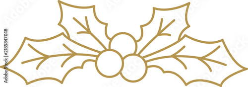 Holly Berries Garland Line Art