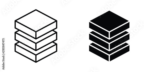 Layered data stack icon in outline and glyph style