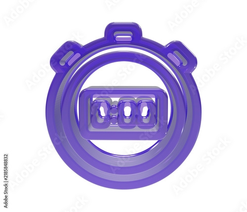 Konstfotografi Purple three dimensional stopwatch icon isolated on black background