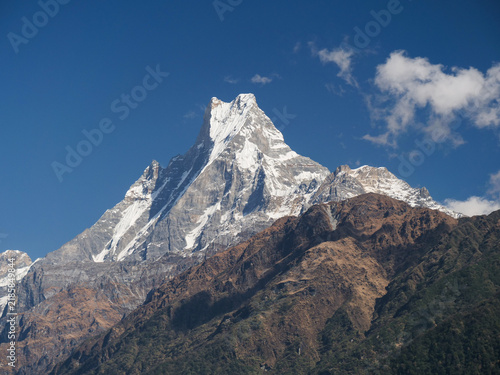 Canvas Print Machhapuchhre mountain peak, also known as Fishtail, in the Annapurna Himalayas