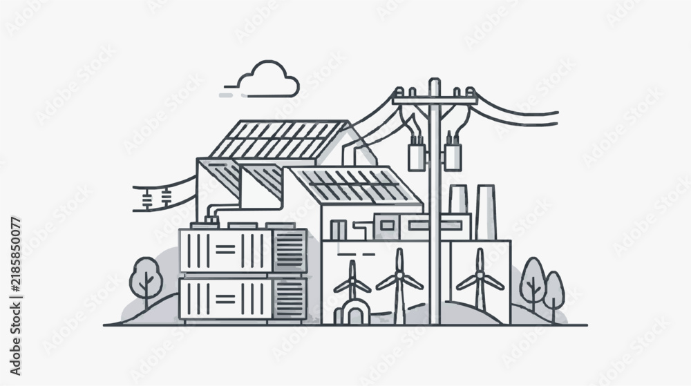 Fototapeta premium Sustainable Smart City Infrastructure with Renewable Energy and Data Centers