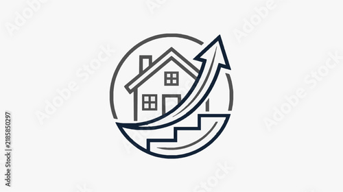 Real Estate Growth and Property Investment Concept with House and Upward Arrow
