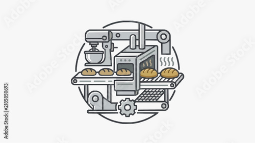 Automated Bakery Line Producing Fresh Bread Loaves with Industrial Machinery