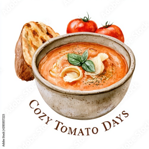 Cozy moments celebrated with a rich tomato soup and fresh ingredients