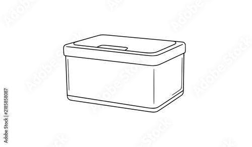Simple Black Medical Cotton Swab Box Line Art Vector Illustration