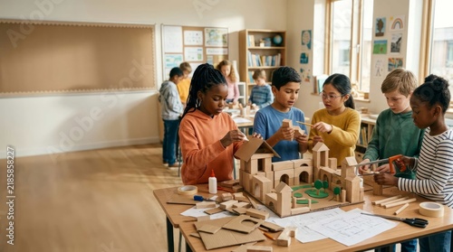 Children constructing architectur