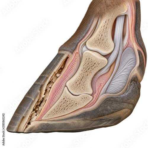 Equine White Line Disease Hoof Cross Section on Transparent Background